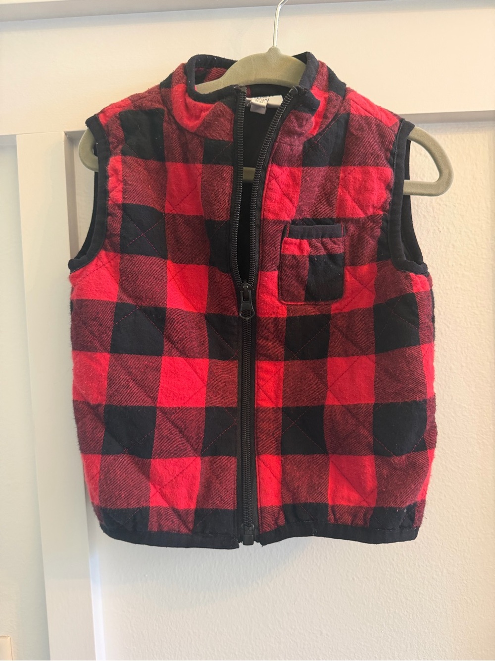 Red & black buffalo plaid vest Size 24m